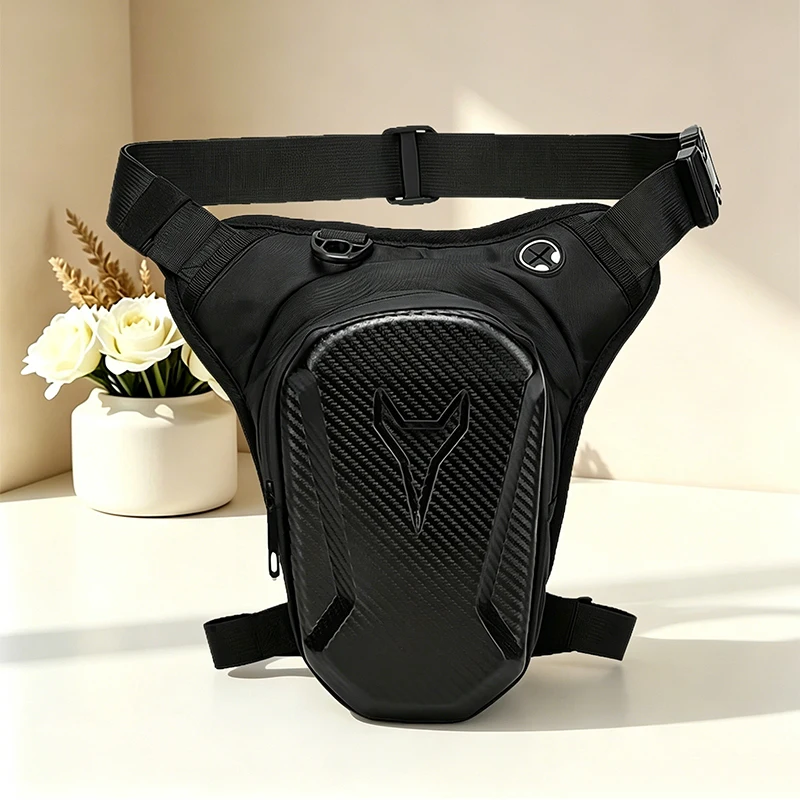 Men Motorcycle Hard Shell Drop Leg Bag Waterproof Multi Pockets Outdoor Cycling Riding Waist Pack Adjustable Strap Thigh Fanny P