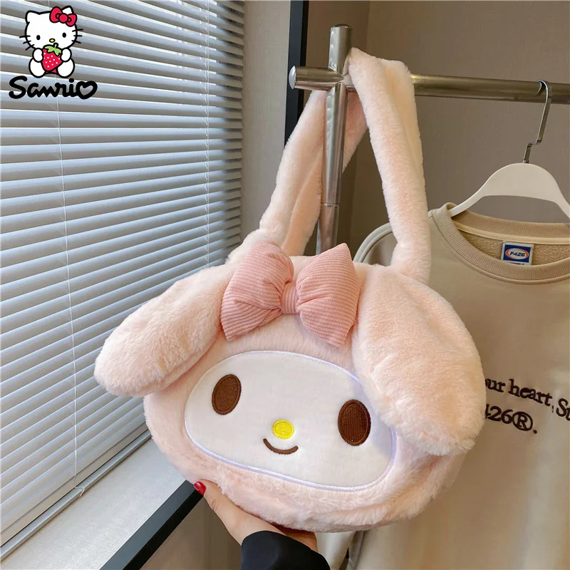 Kawaii Sanrio pluszowe Cinnamoroll Melody Kuromi torebki damskie torby na ramię moda kobiece torby kurierskie torebki dziewczyna prezenty