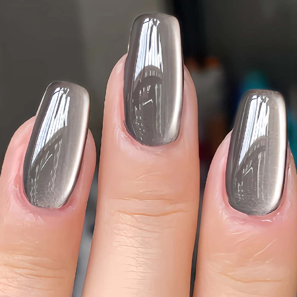 

24 штуки модных накладных ногтей в китайском стиле, серые, с эффектом кошачьего глаза, в стиле Y2K, черные, подходят для женщин, для свадеб, свиданий, повседневной носки, в качестве подарка на День матери, съемный набор накладных ногтей для самостоятельно