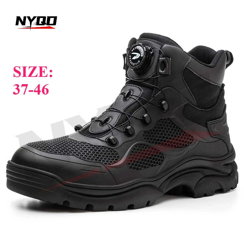 

Summer Breathable Motorcycle Riding Shoes Men's Waterproof Motorcycle Riding Boots Retro Locomotive Shoes Large Size