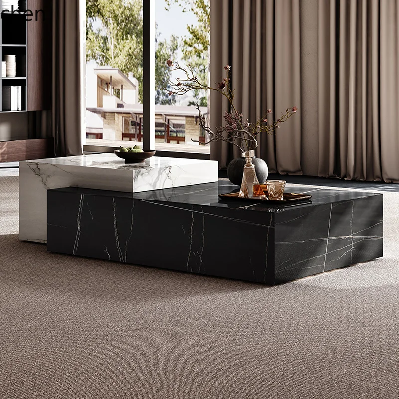 YFY Living Room Rock Slab Rectangular Coffee Table F-Type Combination Movable