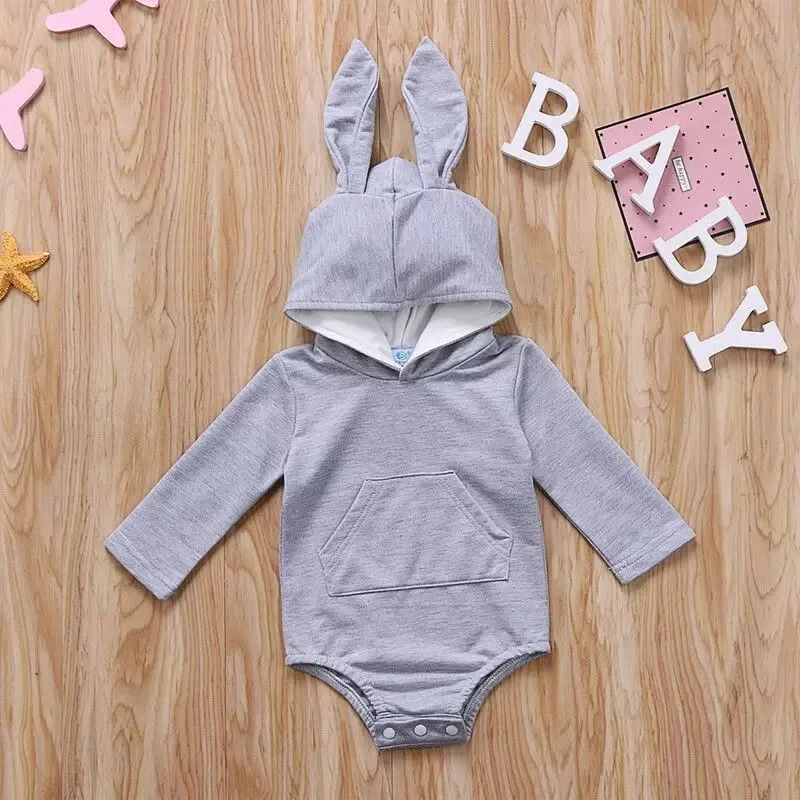 Autumn & Winter Baby Boys & Girls Children Clothes Cute Rabbit Long Sleeved Hoodie Romper Climbing Suits