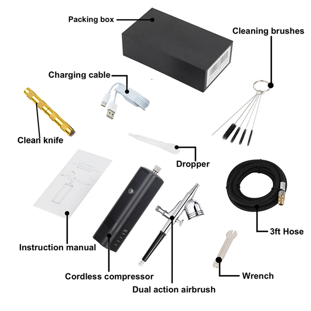 Rechargeable Wireless Cake Decoration Powerful Tools Mini Air Brush Painting Decorating Airbrush Tan Master Compressor Kits