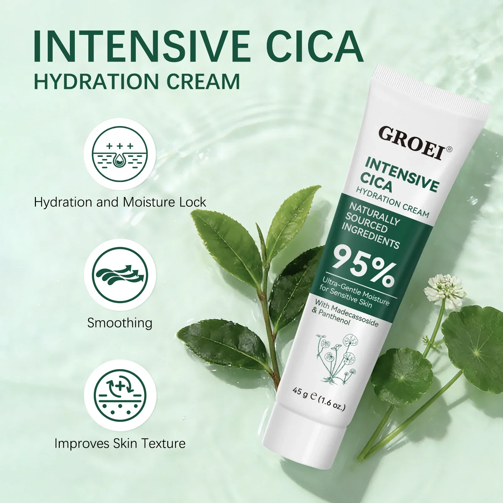 GROEI Snow Grass Moisturizing Cream 45g Nourishing Face Lotion Hydrating Skin Barrier Repair Dryness Relief Glow Care