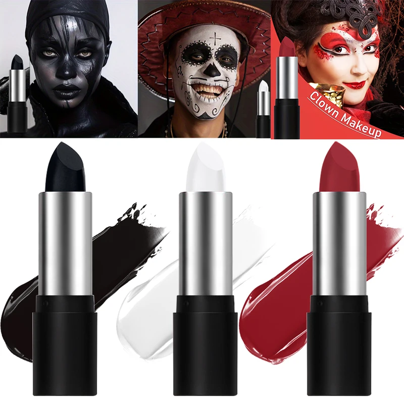 顔と体のためのUVペイントキット,ブラシ,キラキラ,アイシャドウスティック,クリスマスハロウィーンの役割,26色,黒,白,赤,6個