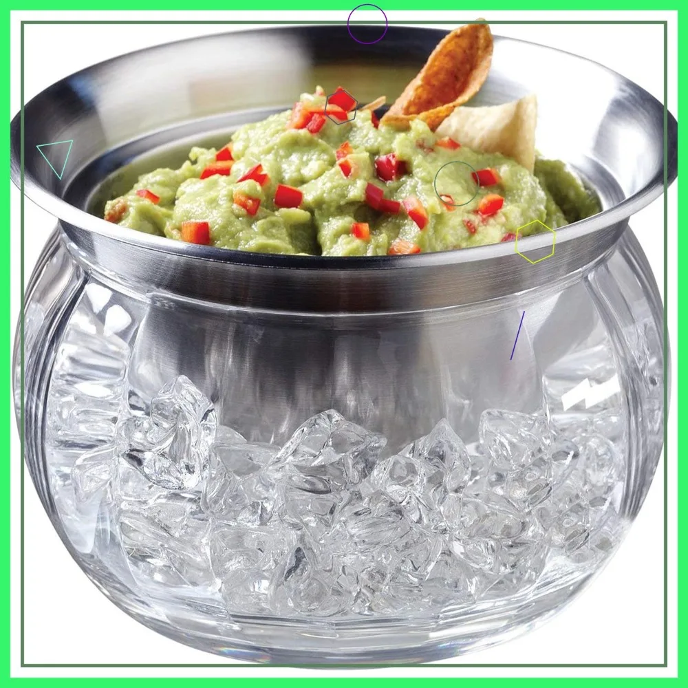 Tazón para Hielo de Acero Inoxidable, 16 oz, para Salsas y Aperitivos Fríos - Duradero y Fácil de Limpiar