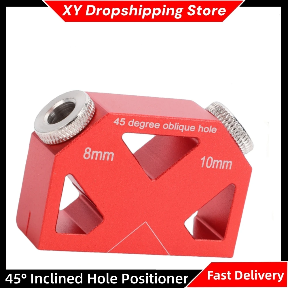 45° Drill Positioner Inclined Hole Positioner Dowel Drill Guide Joiner Aluminum Alloy Pocket Hole Jig Woodworking Tool Accessory