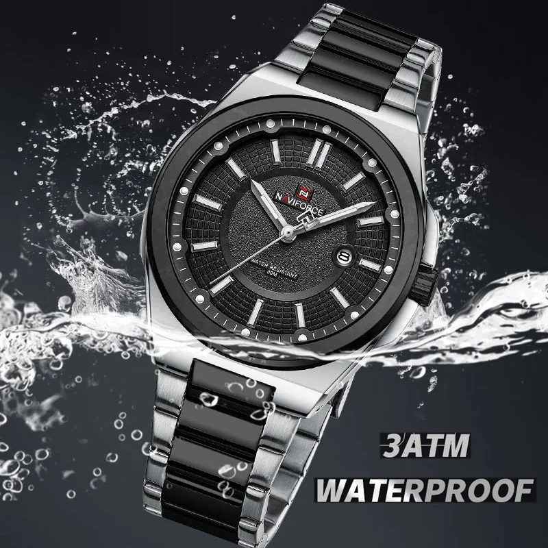 Top Brand NAVIFORCE Men Quartz Watch Stainless Steel Band Casual Sport Male WristWatch Luminous Hot Sale Relogio Masculino