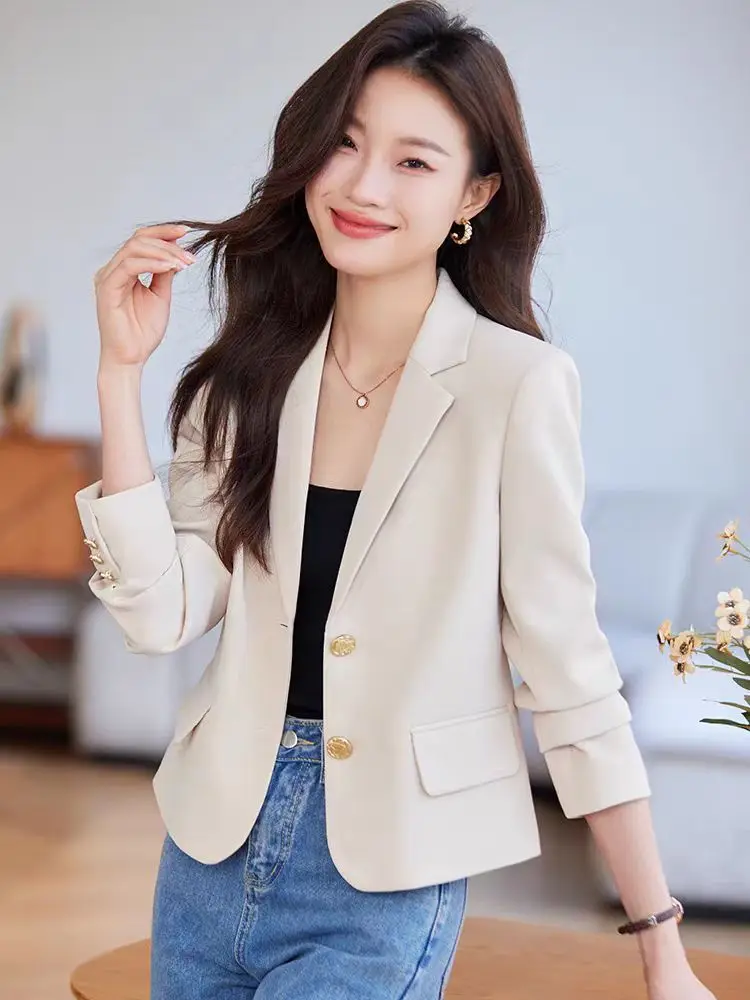 Luxury Women Blazer Tailored Jackets Black Suit Long Sleeve Buttons Spring Autumn Coats Office Ladies Clothing Blouse High-end