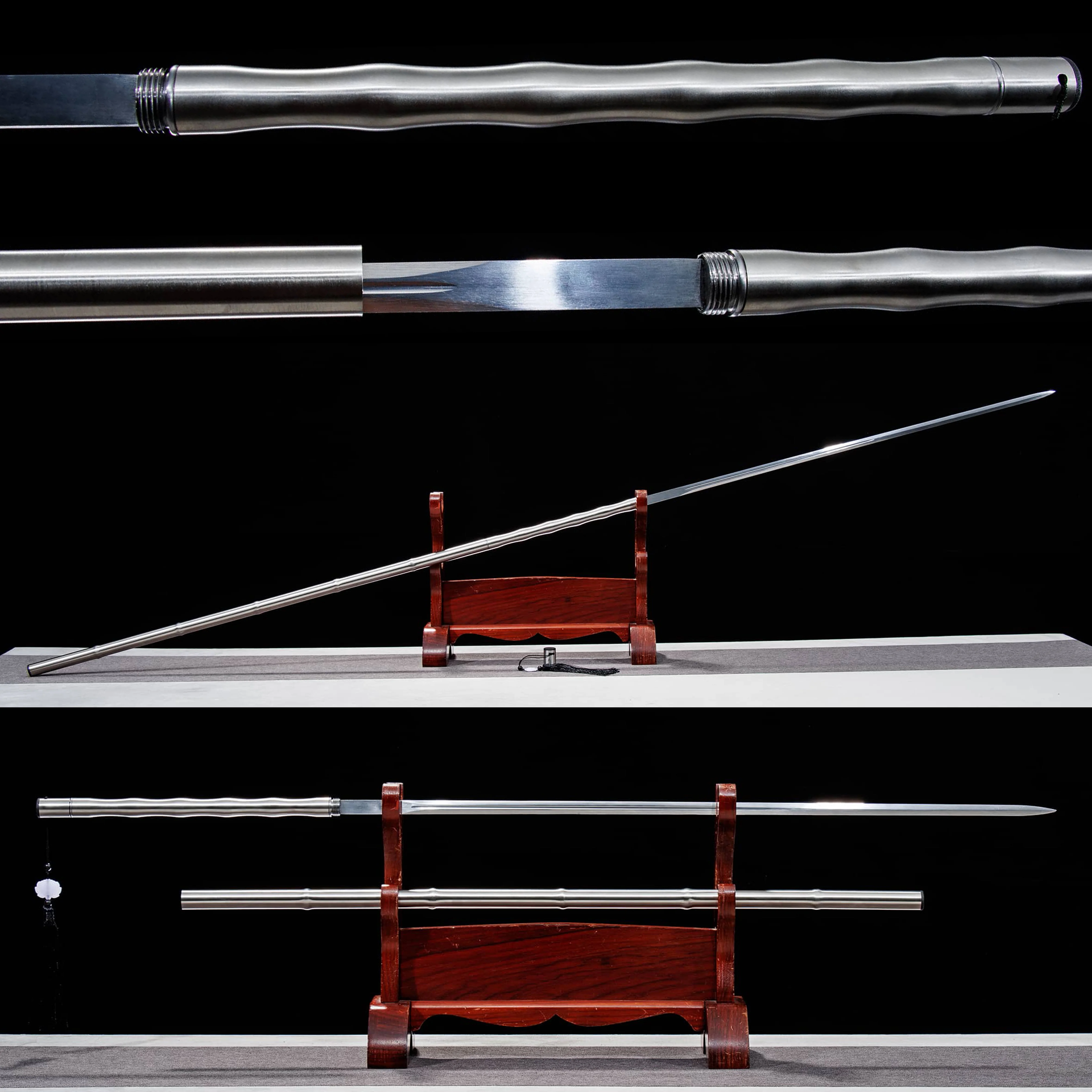 Reversing 174cm stainless steel walking stick sword gift for martial arts enthusiasts love ninjas katana real sword not sharp