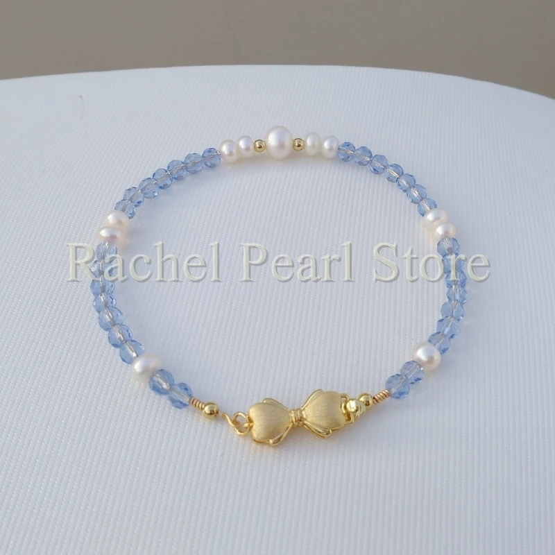 Delicate Natural Crystal Brilliant Beads To Make Adorable Women'S Akoya Pearl Bracelet White Snow Princess For Girl Gift Pretty