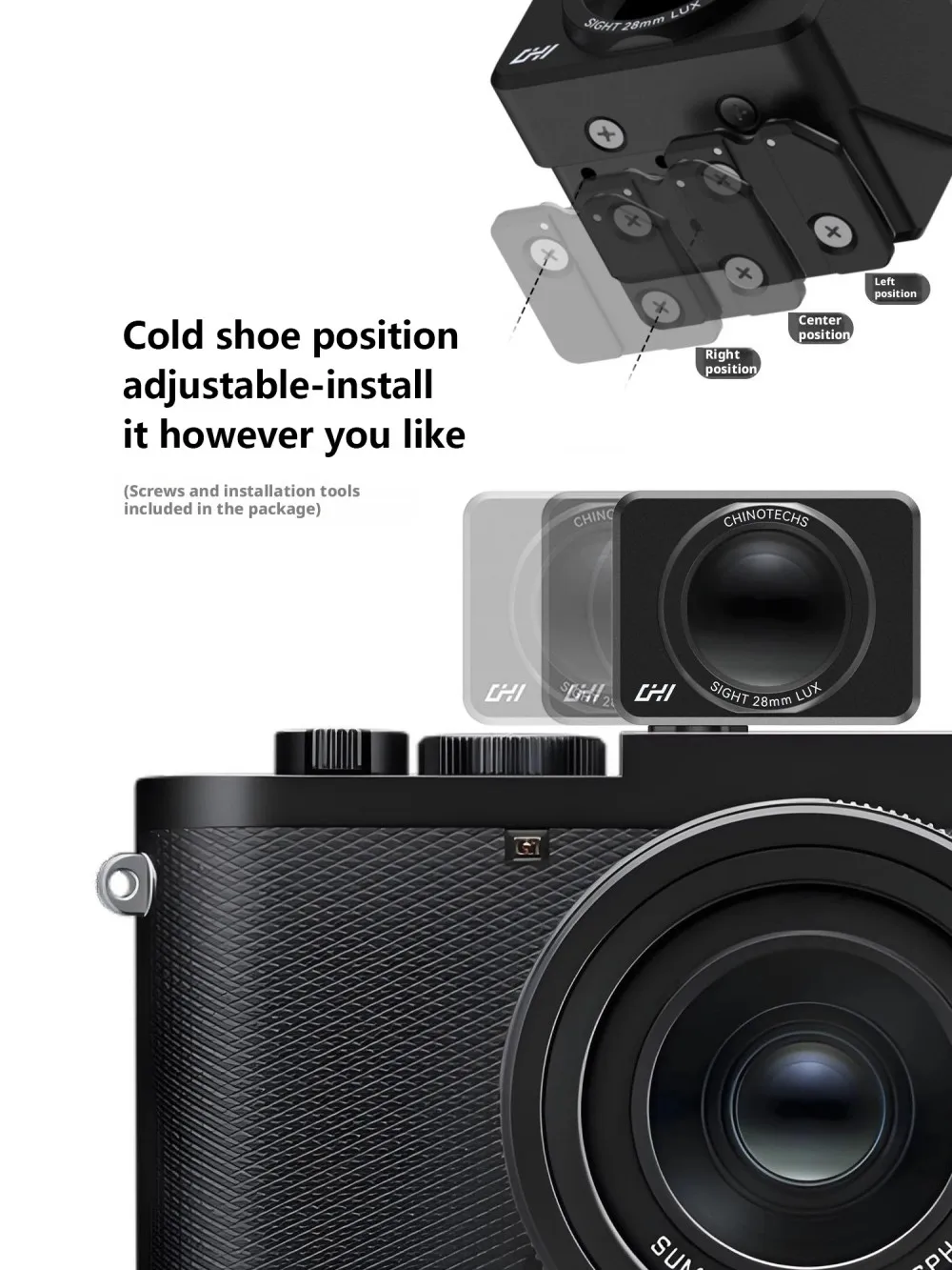 CHI 28mm/40mm/35mm/50mm Kamera Universal Metall Waist-Level-Sucher mit Punktsicht und Sucherkappe CHINOTECHS – Detail 5