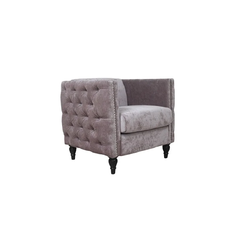 #American Living Room Sofa Customized Velvet Single Lounge Sofa With Copper Nail Buckles Design