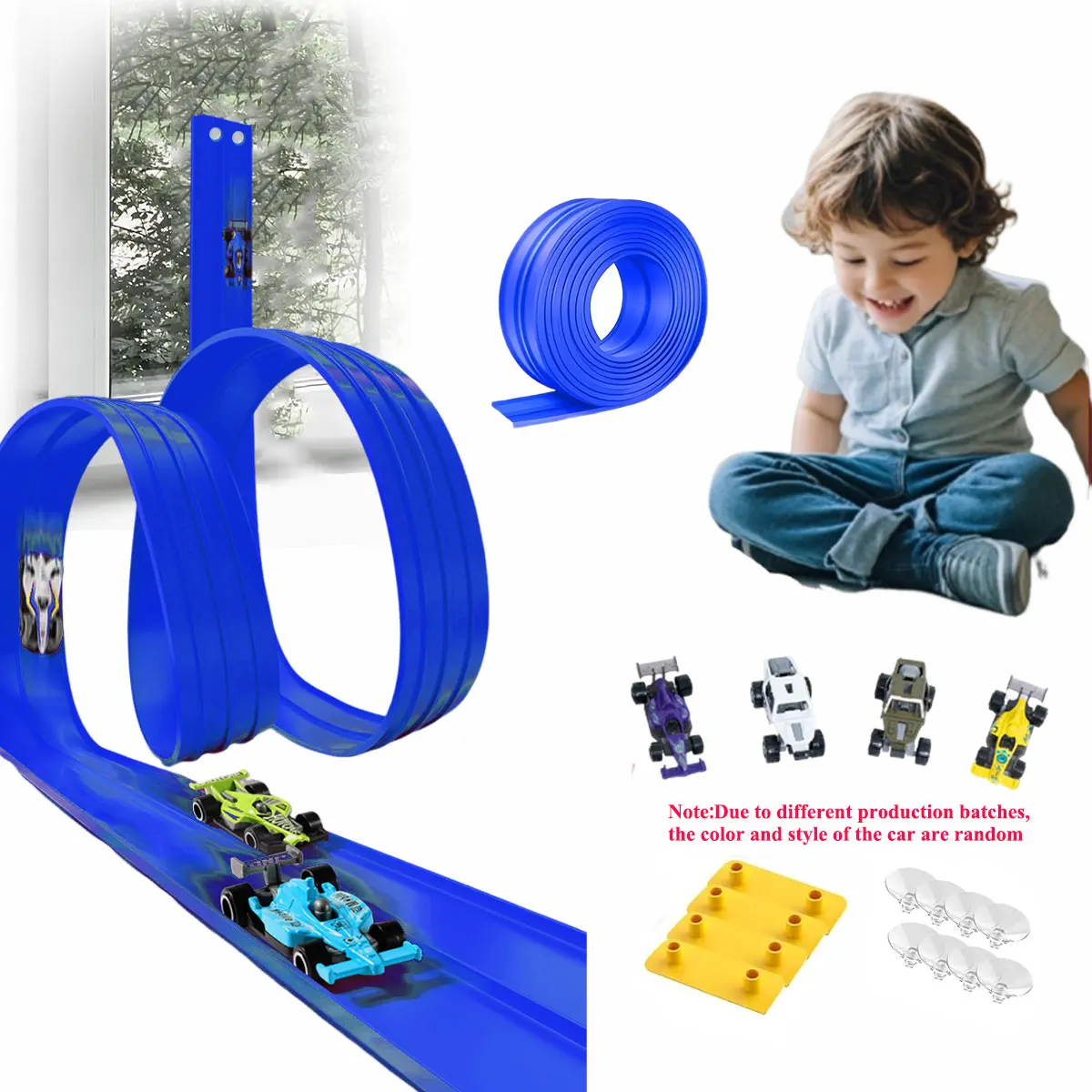 Net Bag 13Ft/16.3Ft Flexible Track Toy & Miniature Car DIY Competitive Rail Vehicle Game Educational Gift for Children Christmas