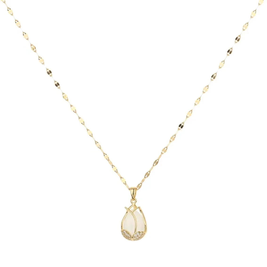 Chaîne de clavicule en acier opale pour personnes âgées, collier tulipe, luxe abordable, tempérament, nouveau