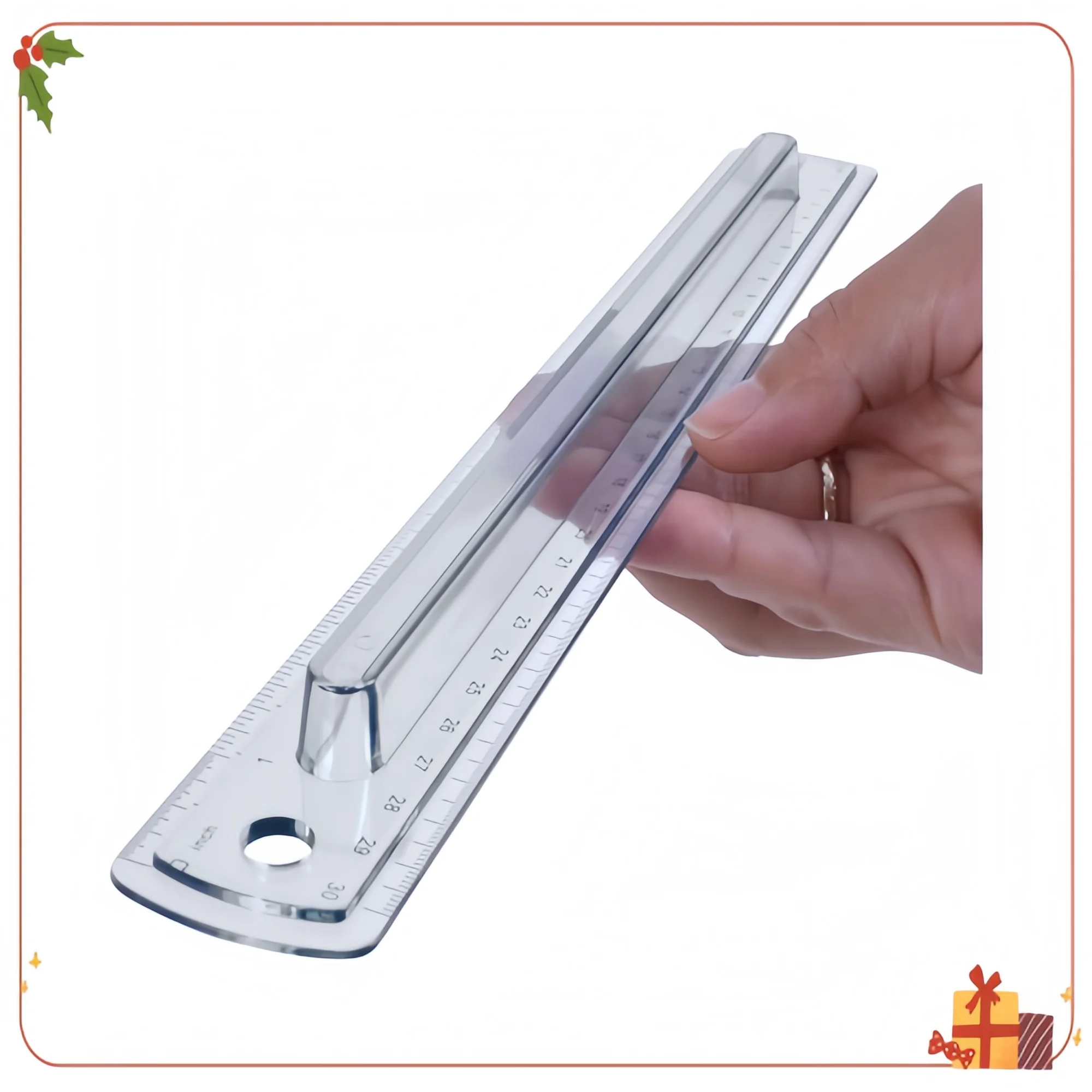 Smoke Gray Ruler 12 Inch - Plastic Ruler with Finger Grips for School Office