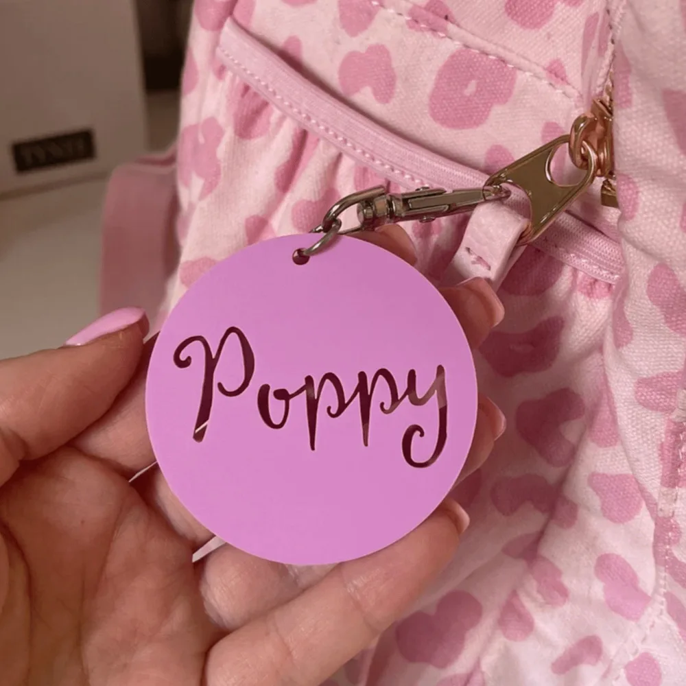 

Personalized Label Custom Name Round Plate Keychain Acrylic Customized Nameplate Kyering Backpack Luggage Bag Pendant Key Chain