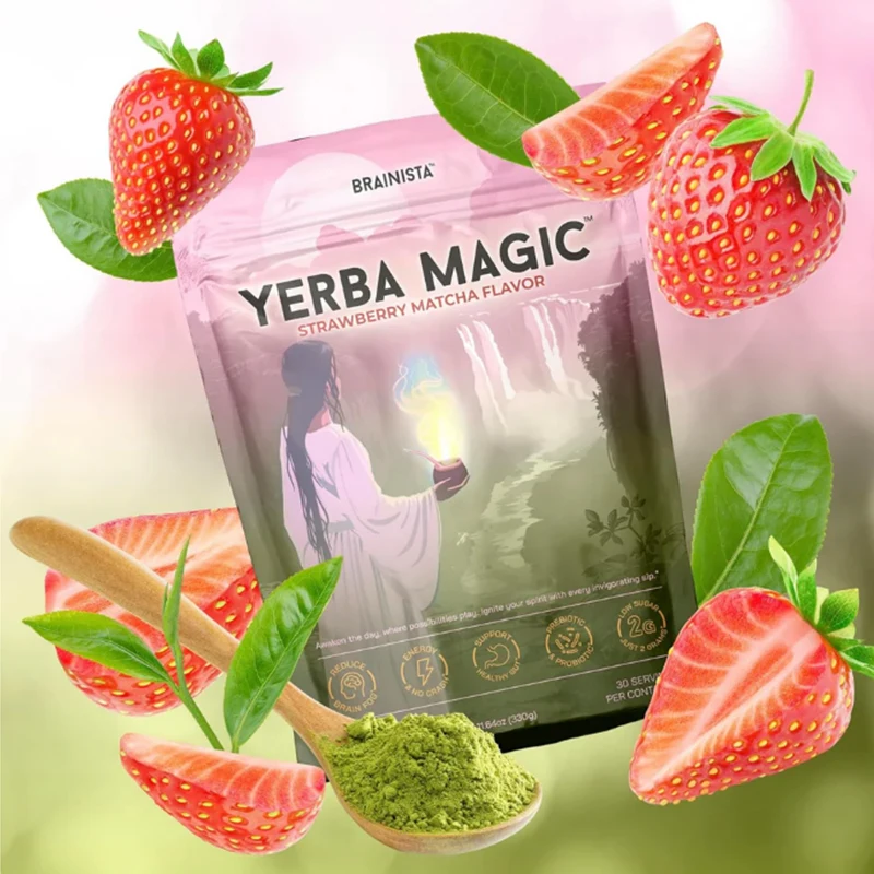 

Порошок быстрого чая Yerba Mate, суперпиток 3-в-1, клубника