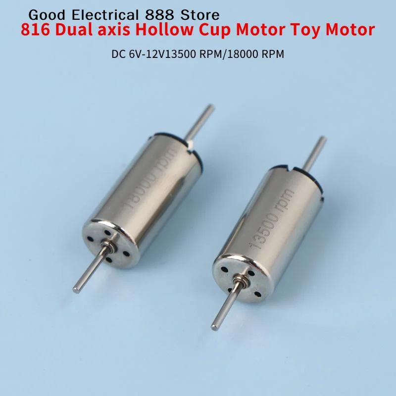 【GE】Motor Coreless Tiny 816 de Eixo Duplo DC 12V 13500RPM 18000RPM de Alta Velocidade com Ímã Forte para Brinquedos RC, Trens e Drones