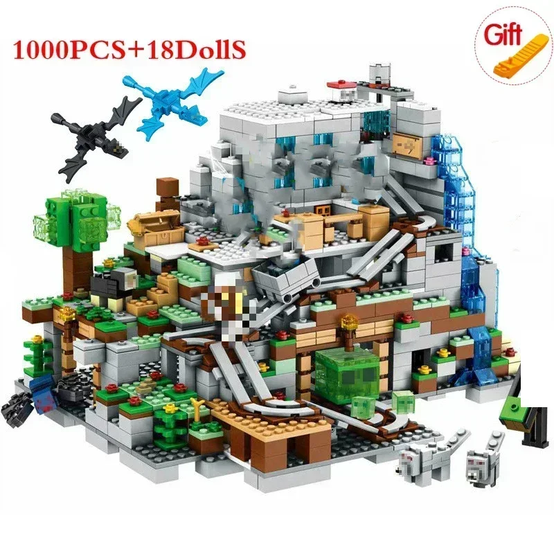 2024 NEW Compatible My World Minecraftinglys Building Village City Tree House Waterfall Warhorse Bricks Toys For Children Gifts