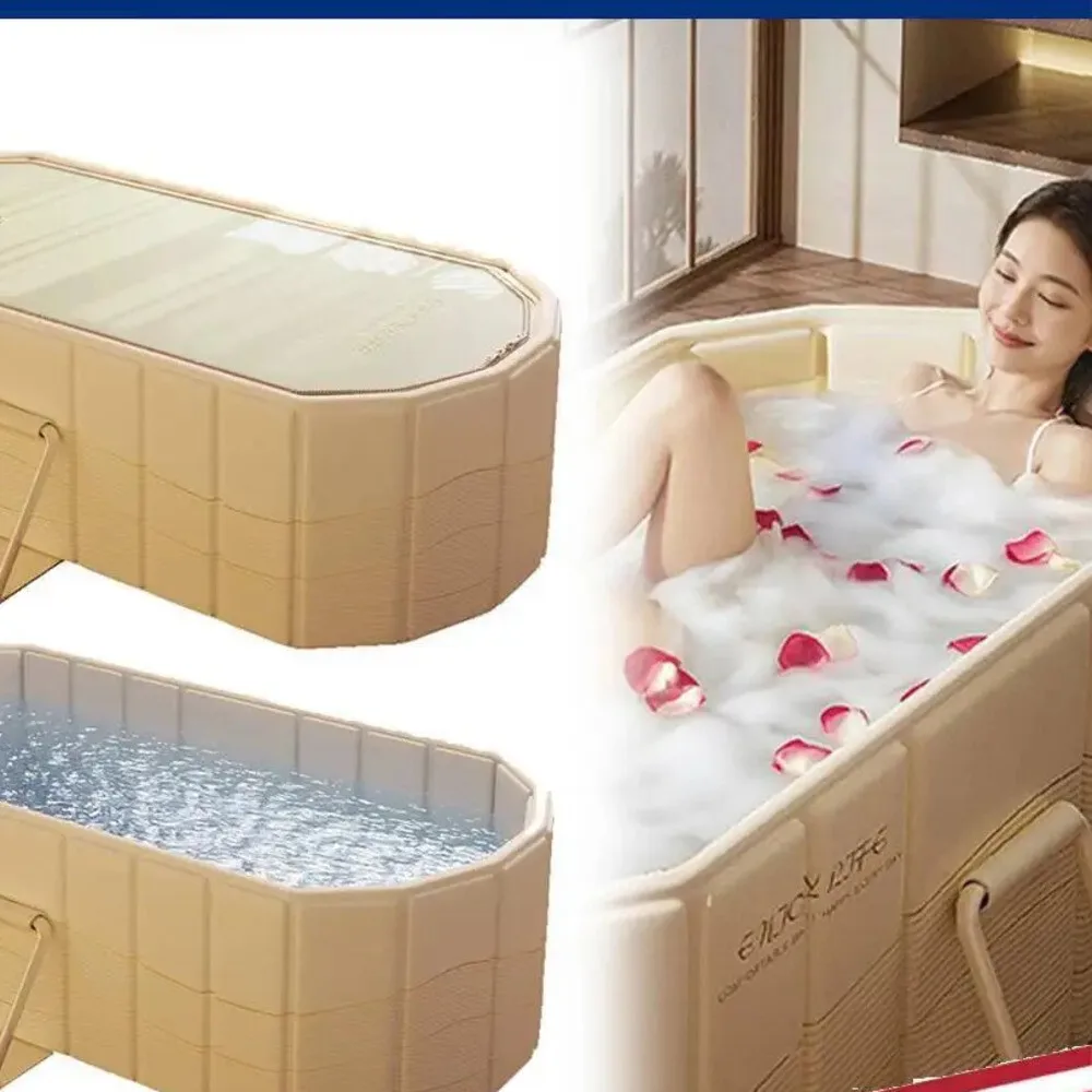 

1.2M 1.5M Portable Constant Temperature Adult Foldable Bathtub Soaking Tub Bathroom SPA Reusable Bathing Tubs With Lid