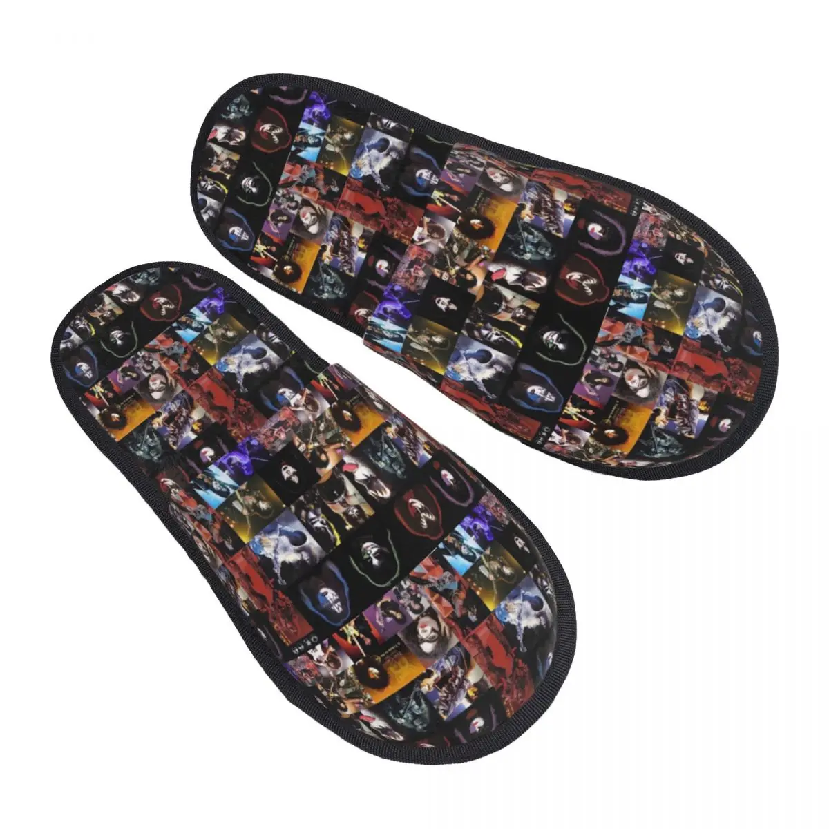 Custom KISSs Heavy Metal Band Comfy Scuff With Memory Foam Slippers Women Rock & Roll All Nite Party Spa House Shoes