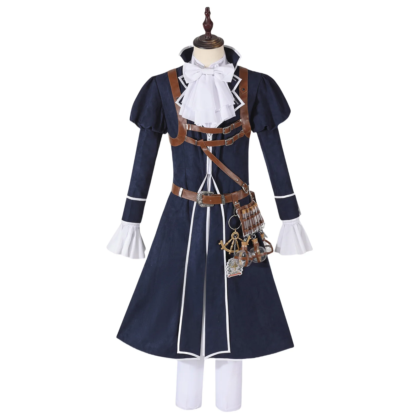

Oberon Cosplay Costume Retro Medieval Palace Dress with Waist Bag Accessories Hat Halloween Uniform Set For Men Women
