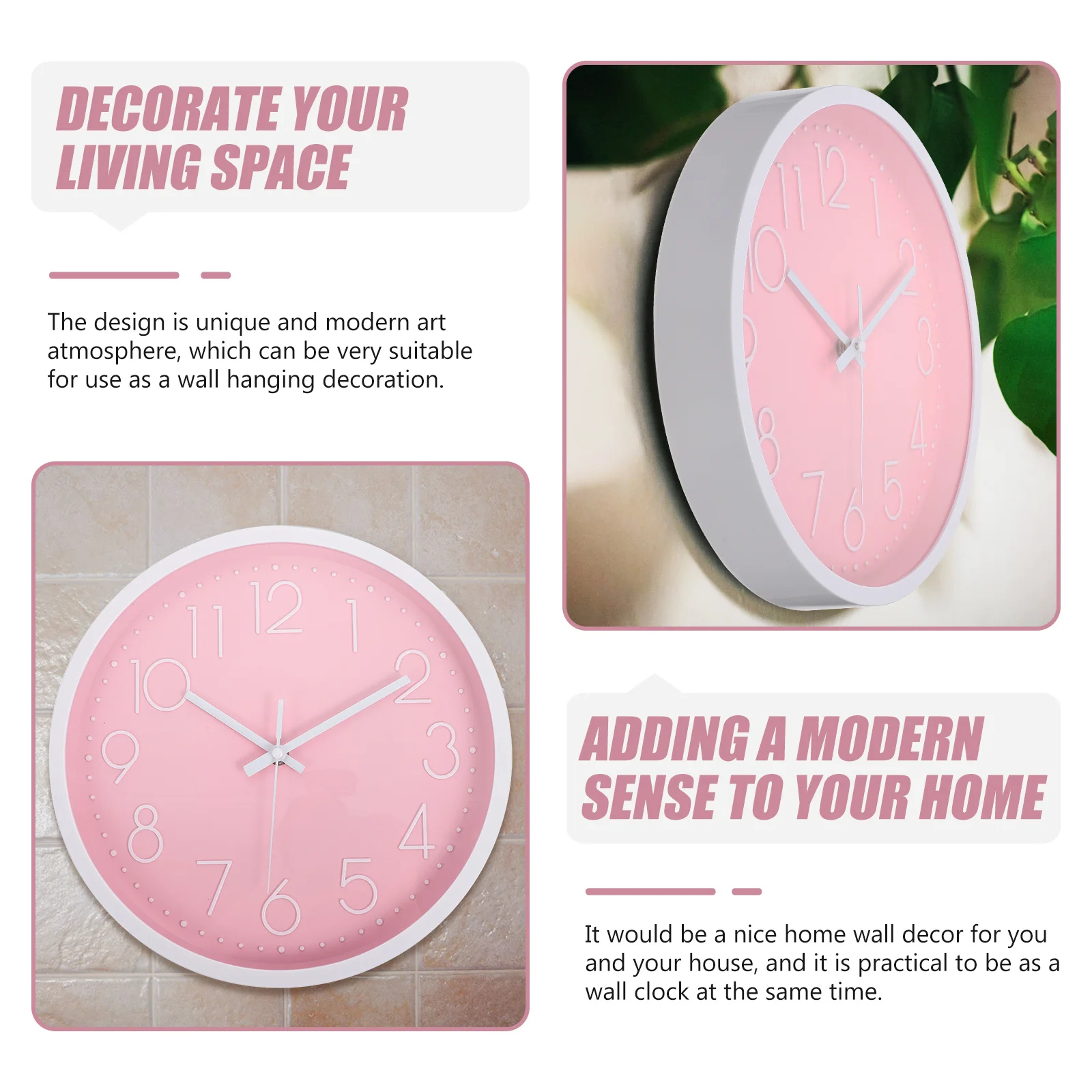 

Silent Wall Clock Decorative Hanging Clock for Kids Room Living Room Modern Art Decor Wall Clocks Operated