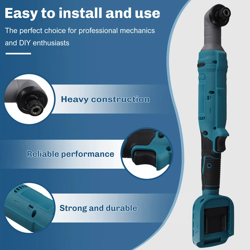 Cordless Brushless 90° Right Angle Electric Ratchet Wrench 1/4