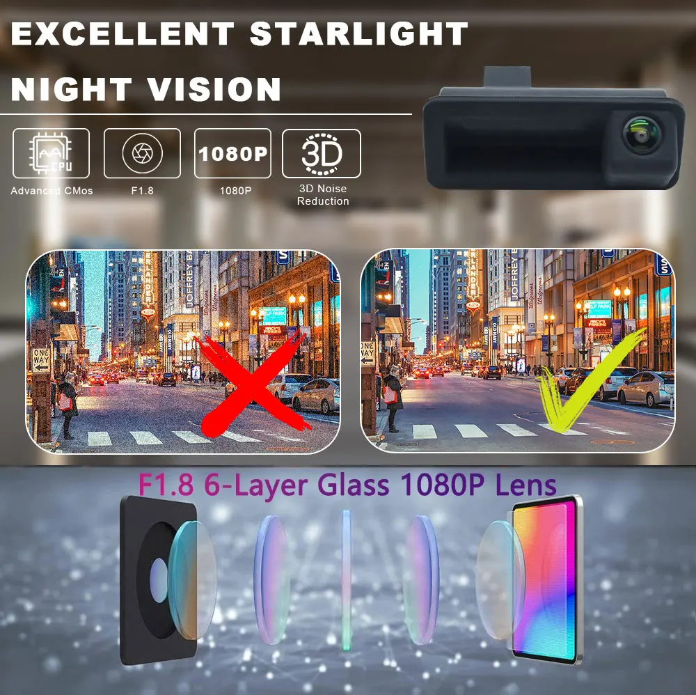 CVBS /AHD 1080P 170° Trunk Handle Rear View Vehicle  Car Camera For Ford Focus 2 MK2 Mondeo MK4 S-Max C-Max Kuga MK1 Fiesta MK7 view 4