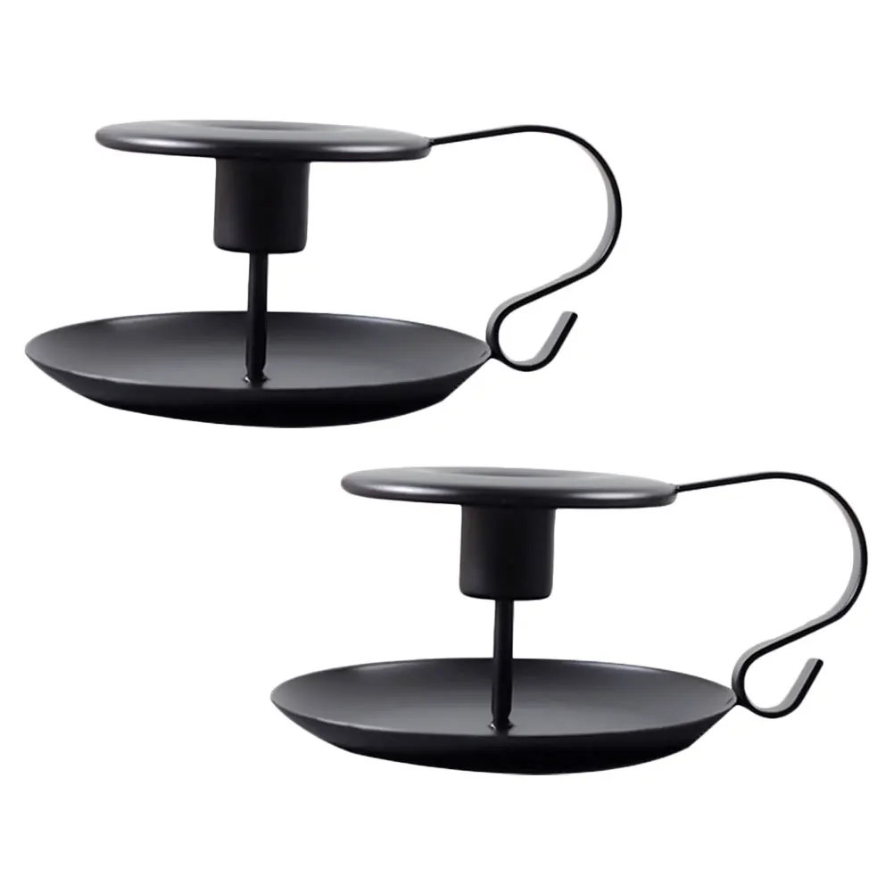 

2 Pcs Iron Candlestick Retro Candlestick Ornament Christmas Home Decoration Creative Candleholder Reusable Creative