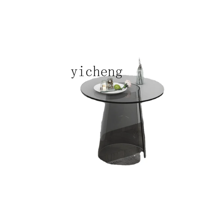 Zk Tea Table Creative Personality Advanced Light Luxury Small Apartment Design Transparent Glass Modern Tea Table