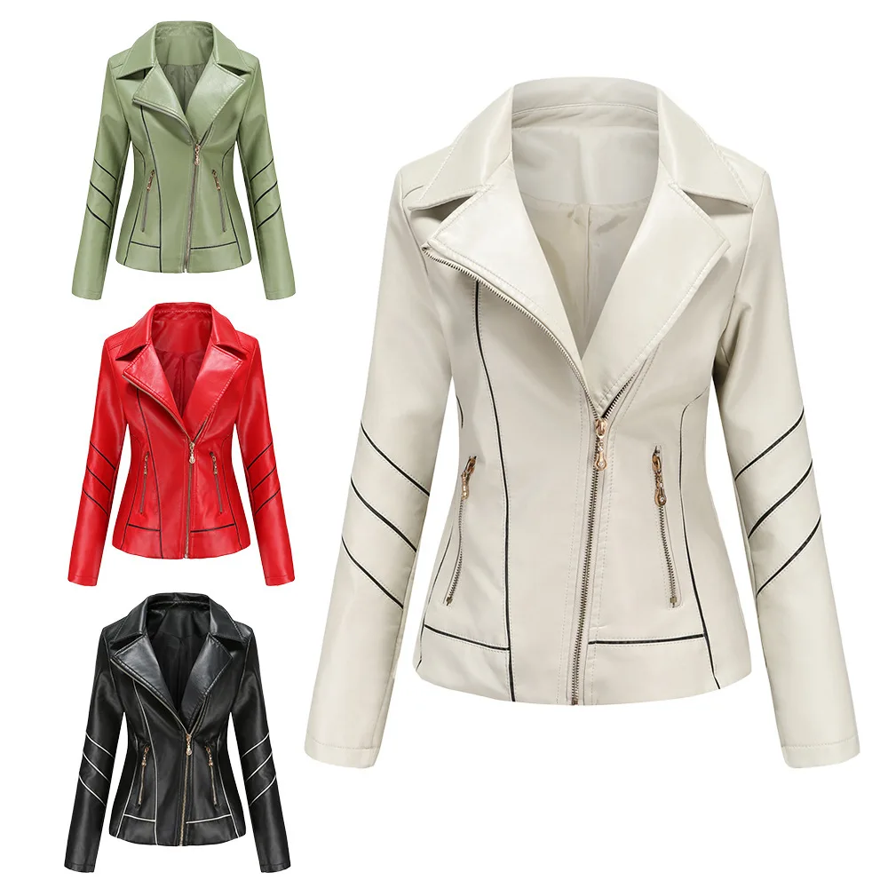 2024 Leather Jacket Women's Thin PU Short Coat Spring and Autumn Jacket Motorcycle Suit Women's New Style