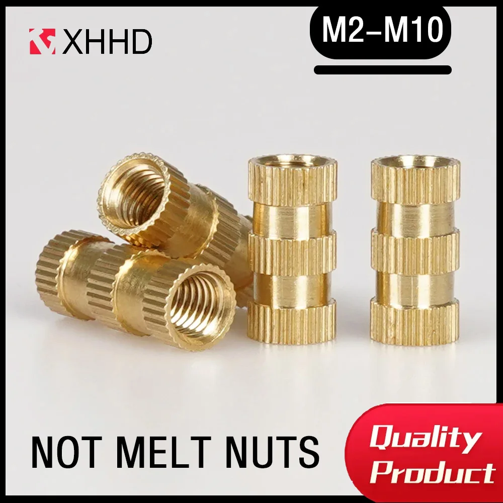 M2 M2.5 M3 M4 M5 M6 M8 M10 Brass Insert Nut Knurled Thread Hot Melt Notebook Nut Formed Copper Hot Insert Nut Copper Embedment