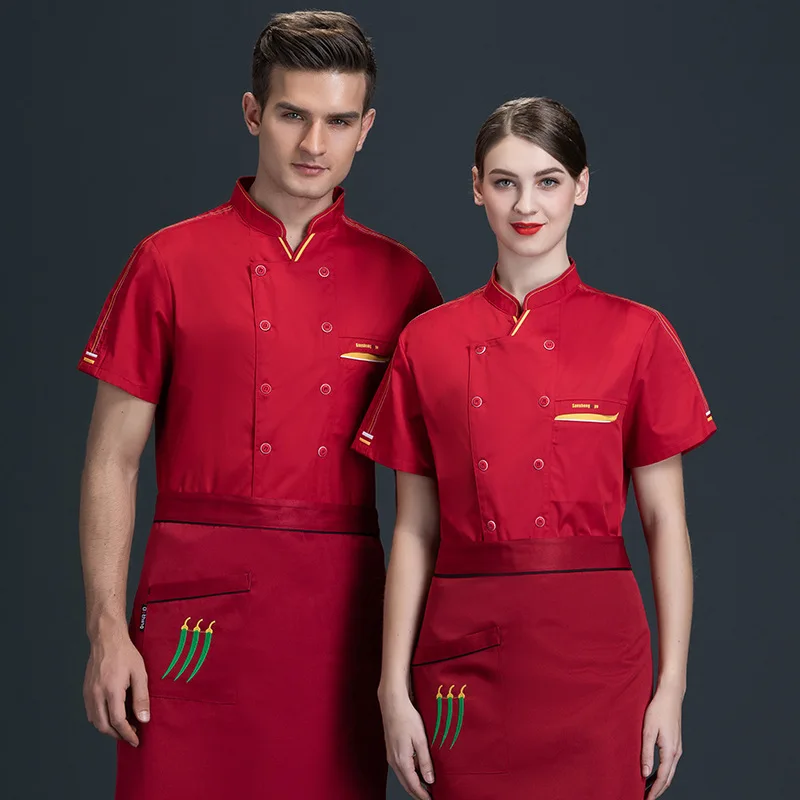 Uniform Short Sleeve Chef Overalls Summer Clothes Hotel Canteen Restaurant Kitchen Work Cloth