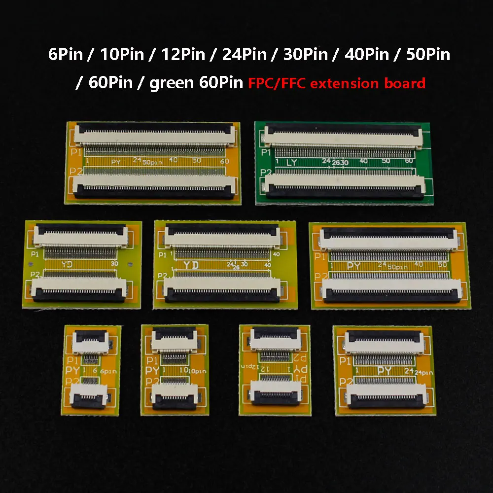 FPC/FFC Flexible Flat extension board 0.5mm Pitch 6P/10Pin/12Pin/24Pin/30Pin/40P/50Pin/60P Extension Board Flat Cable Connector