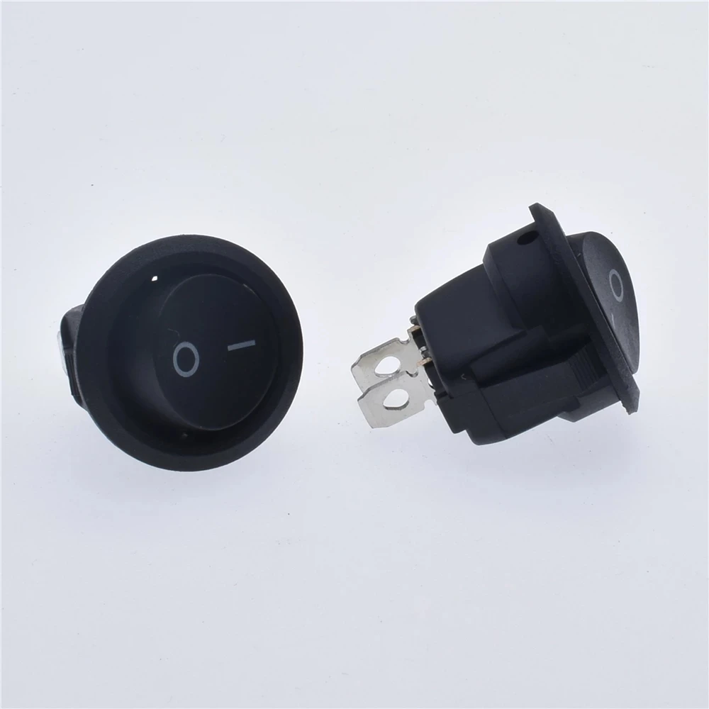 10PCS/lot KCD1 2PIN Diameter23MM Small Round DPDT Black Push Button Rocker SwitchON-ON Boat Power Hot Sale Rocker Switch 6A/250V