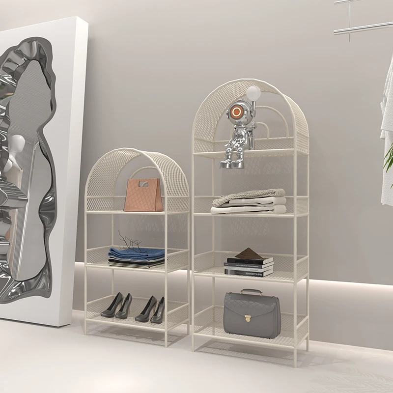 

Clothing store jewelry display rack floor-to-ceiling display rack shoe bag storage multi-layer shelf against the wall wrought ir