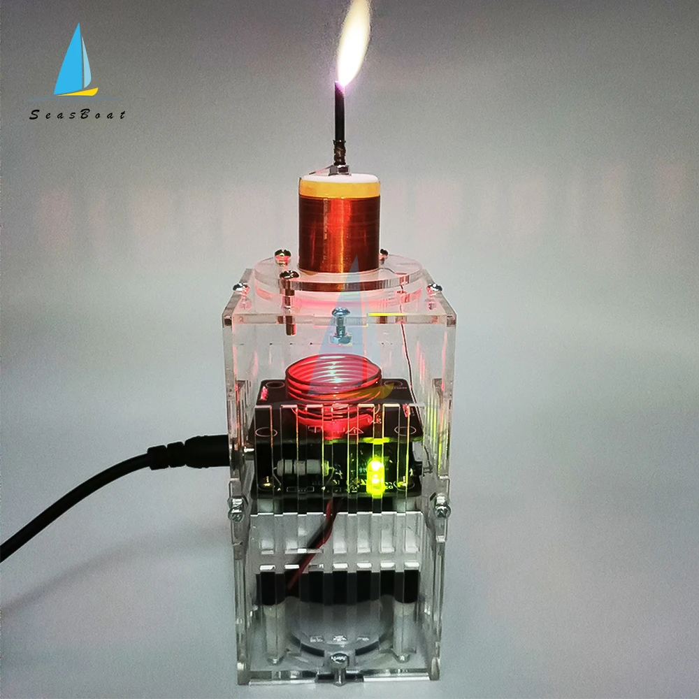 Tesla Coil HFSSTC Tesla Electronic Candle High Frequency Plasma Flame Teaching DIY Kit DC 36-40V 2A 15MHz