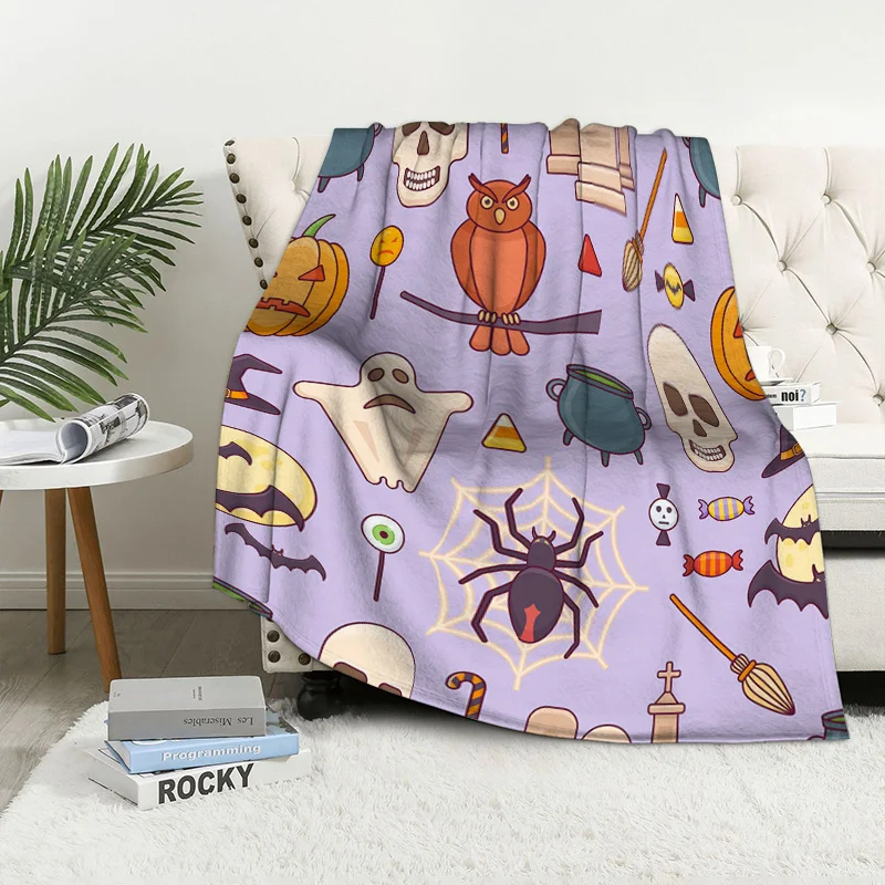 Home decoration plush Throw Sofa blanket Bedspread bed fluffy soft blankets decor Plaid Modern Halloween Autumn Pumpkin funny