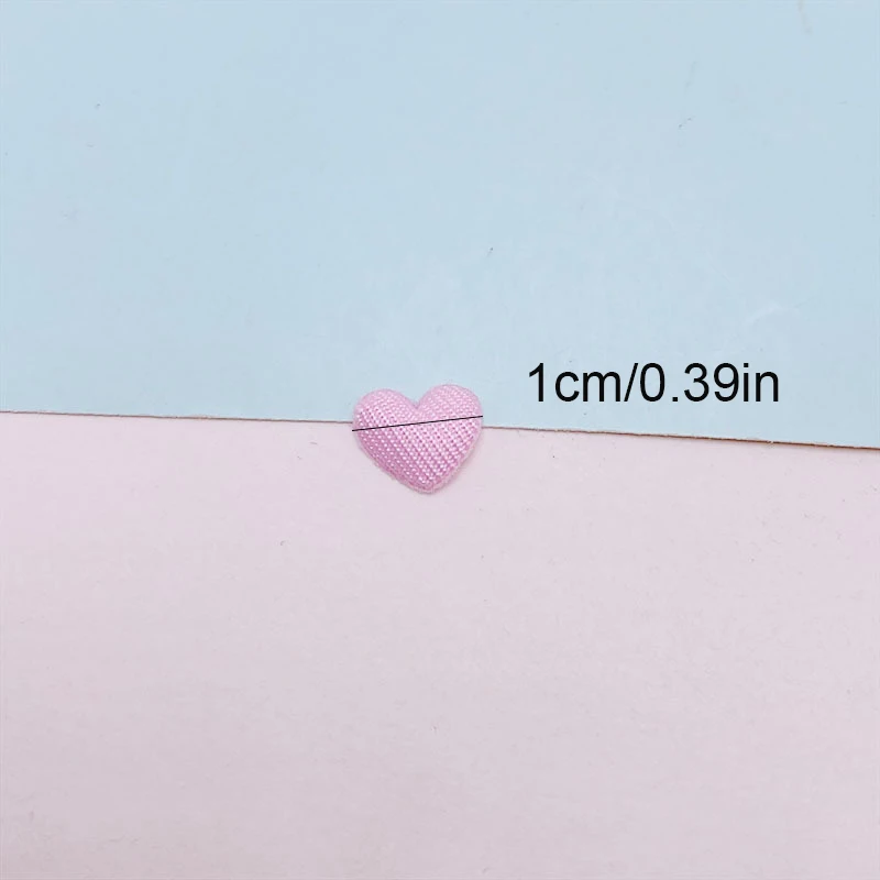 100Pcs 1CM Padded Small Heart Appliques For Children Hat Sewing DIY Hair Clip Accessories Cloth Patches