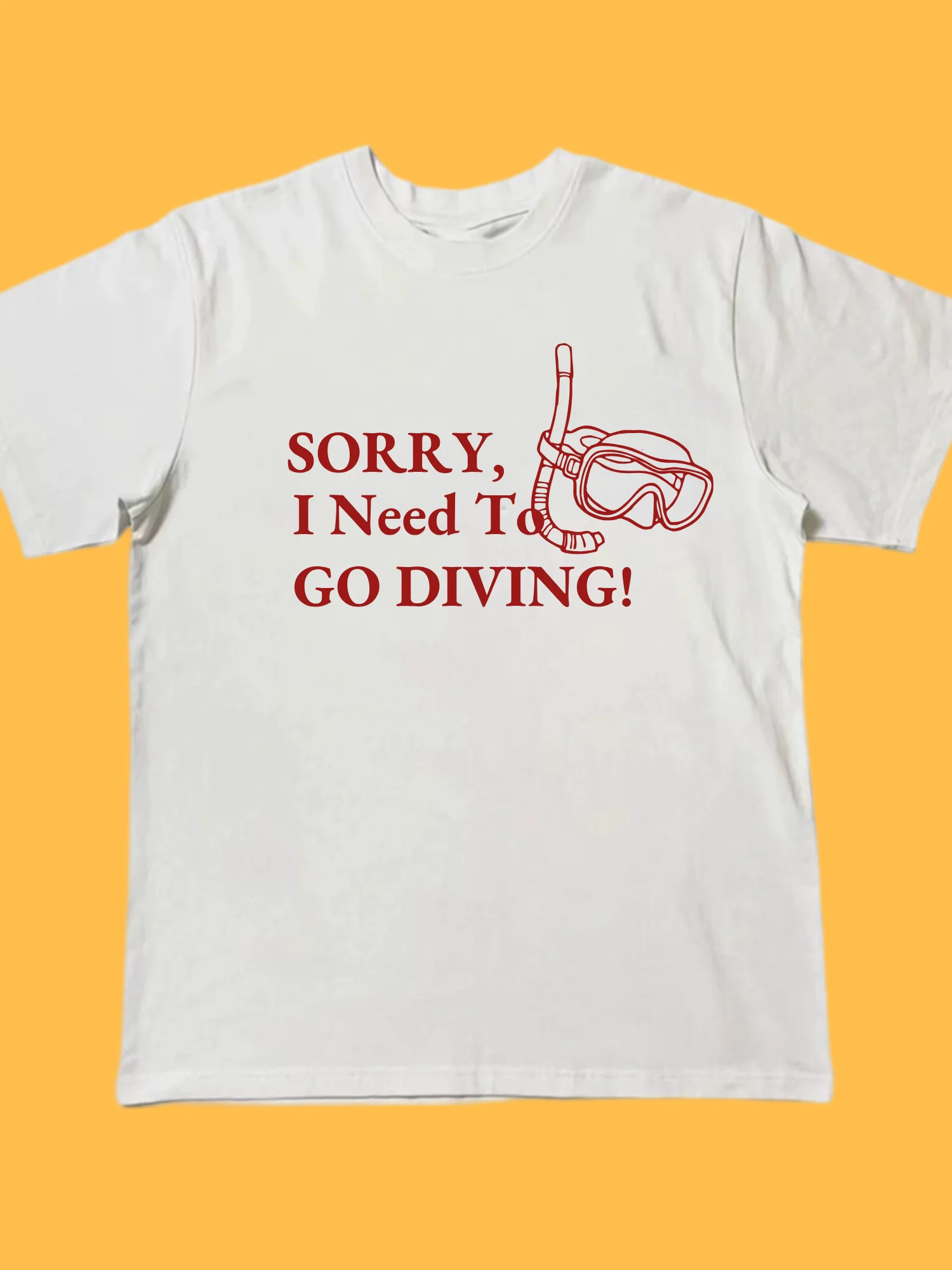 Pure Cotton Short Sleeve T-Shirt Diving Sport Letter Print Unisex Casual Breathable Summer Top for Youth Commuting And Gym