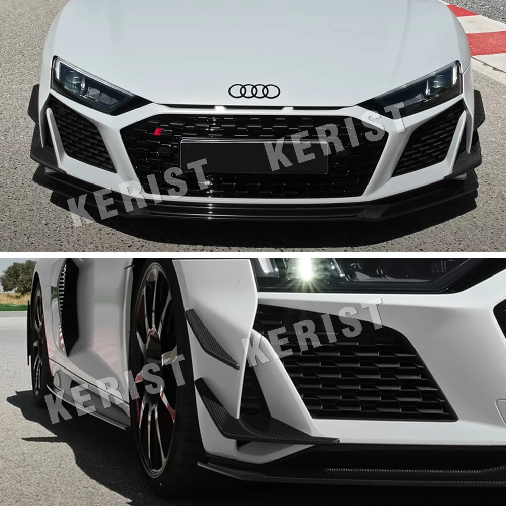 Carbon Fiber Front Bumper 4pcs Side Canards for Audi R8 V8 V10 Coupe Spyder 2019-up