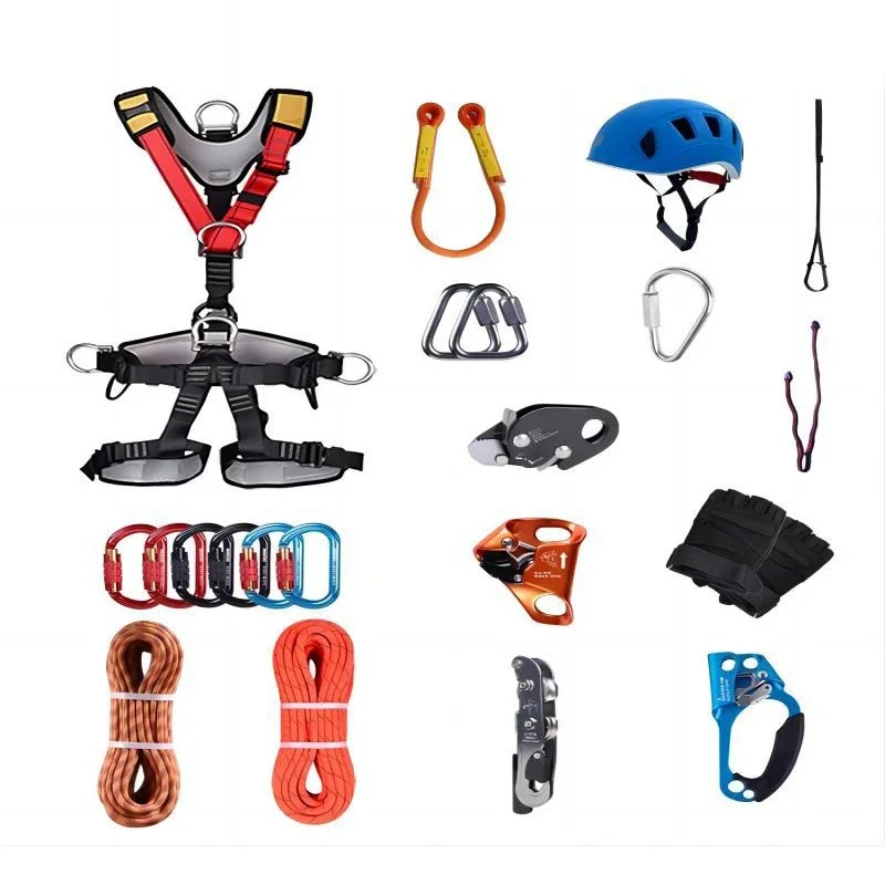 

Outdoor Mountaineering Climbing Downhill Anti-Fall Auxiliary Equipment Kit Ascender Ascent Descent Safety Rope Protection Set