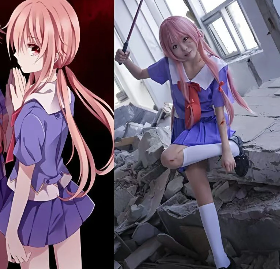 

Yuno Gasai Cosplay Costume - Future Diary Uniform, Yuno-chan Women's School Uniform, Suitable for Halloween and Christmas