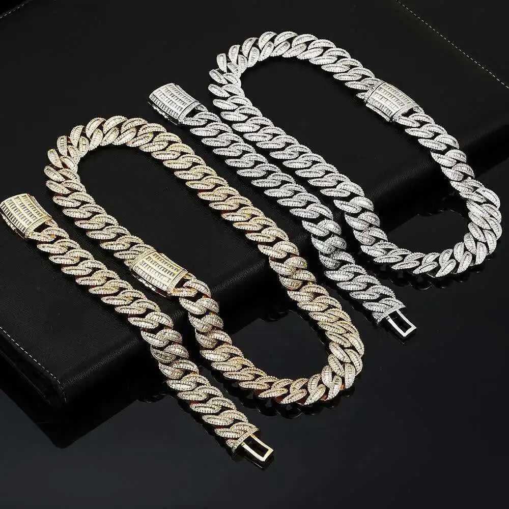 

Hand Crafted High Quality Miami Cuban Chain 16mm 925 Sterling Silver Bling Moissanite Pass Diamond Tester