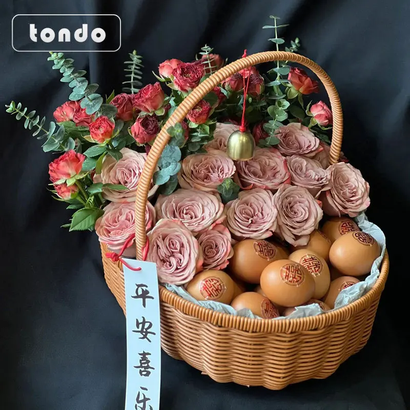 Handheld Egg Basket DIY Material Kit Maternity Gift Handheld Flower Basket Postpartum Care Creative Short Sleeve T-Shirt