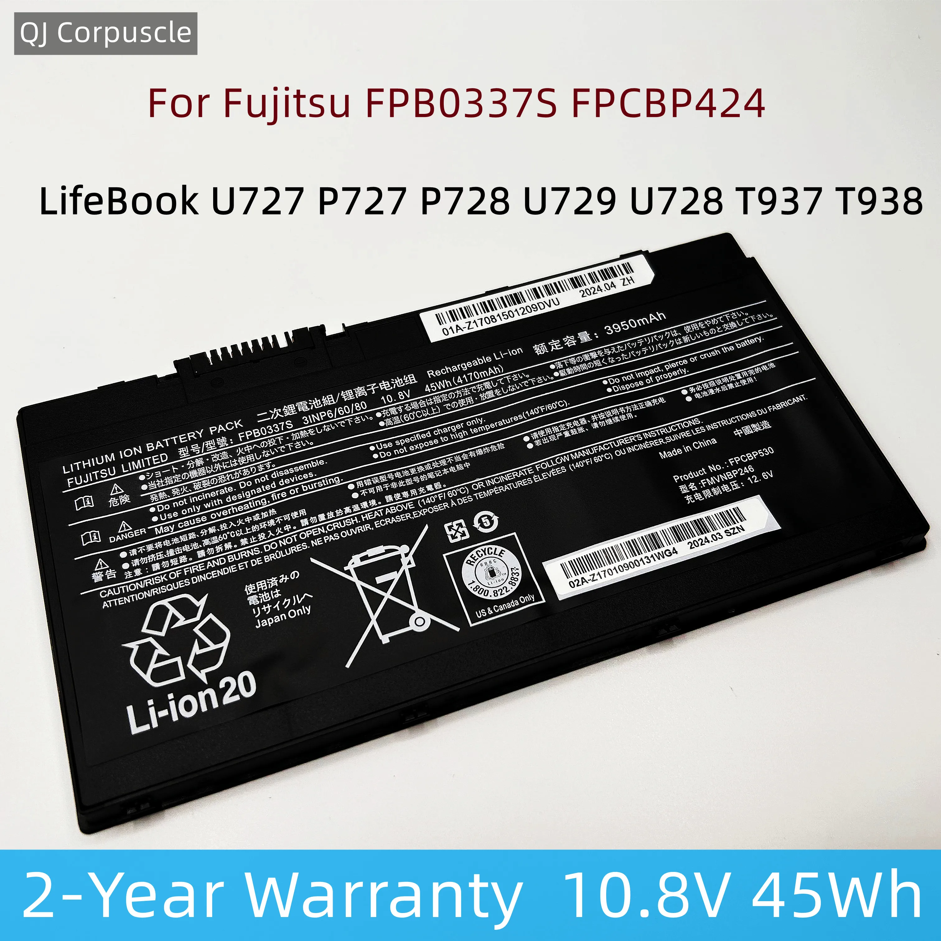 

Original FPB0337S Laptop Battery For Fujitsu LifeBook U727 P727 P728 U729 U728 T937 T938 FMVNBP246 CP753148 FPCBP530 CP721833-01