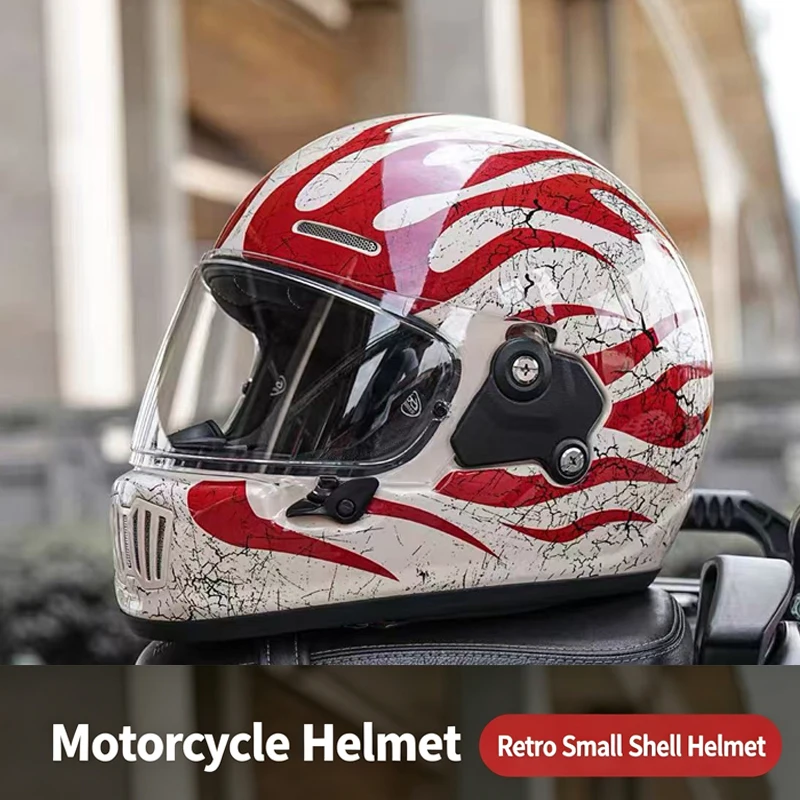 Double D-button motorcycle helmet full helmet retro helmet universal warm helmet for four seasons and winter cruise pedal motorc