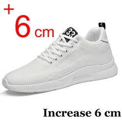 Plus Maat 46 Heren Sneakers Liftschoenen Zomer Mesh Ademende Verhoogde Schoenen Man Onzichtbaar 6Cm Groter Schoenen